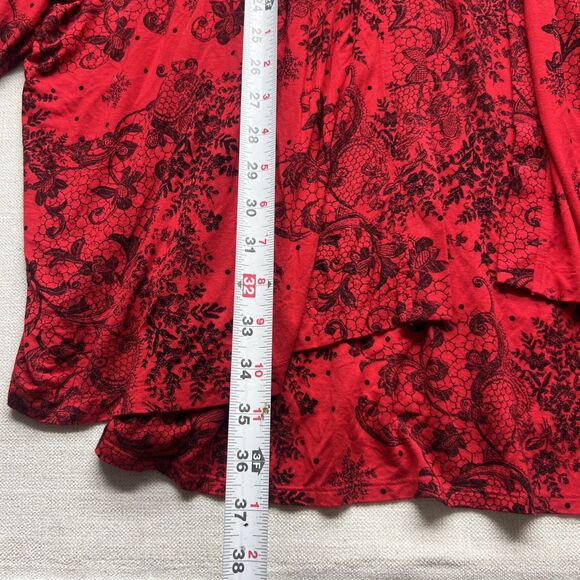 Soma Red & Black Lace Pattern Pajama Dress & Wrap Coat House Set Size XL/XXL - Picture 3 of 11